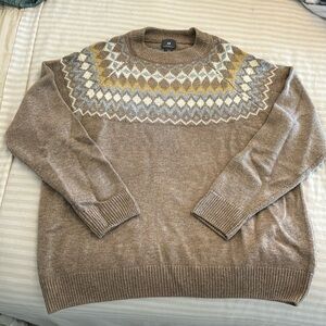 H&M Pattern Knit Sweater - Tan/Chestnut Color - Size XL - Brand New w/o Tags